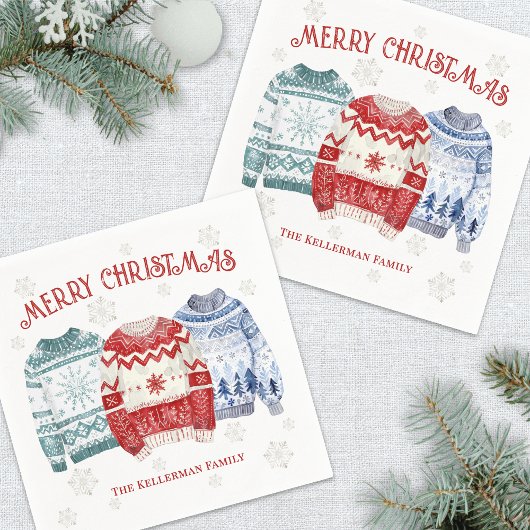 Hässliche Weihnachtspullover-Feier zur Weihnachtsz Serviette