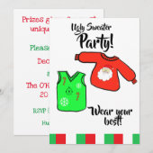 Hässliche Weihnachtspullover-Party Einladung (Vorne/Hinten)