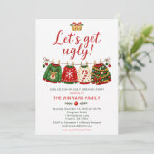 Hässliche Weihnachtspullover-Party Einladung (Stehend Vorderseite)