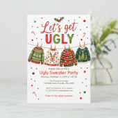 Hässliche Weihnachtspullover-Party Einladung (Stehend Vorderseite)