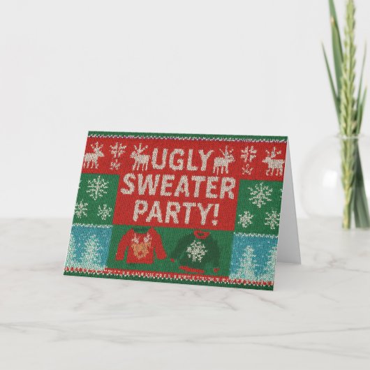 Hässliche Weihnachtspullover-Party Einladung (Vorderseite)