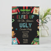 Hässliche Weihnachtspullover-Party Einladung (Stehend Vorderseite)