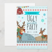 Hässliche Weihnachtspullover-Party – Rentier-Schne Einladung (Vorne/Hinten)