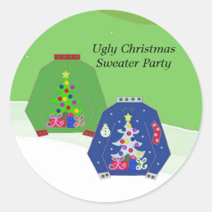 Hässliche Weihnachtspullover-Party Runder Aufkleber