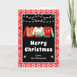 Hässliche Weihnachtspullover Roter Frohe Weihnacht Feiertagskarte
