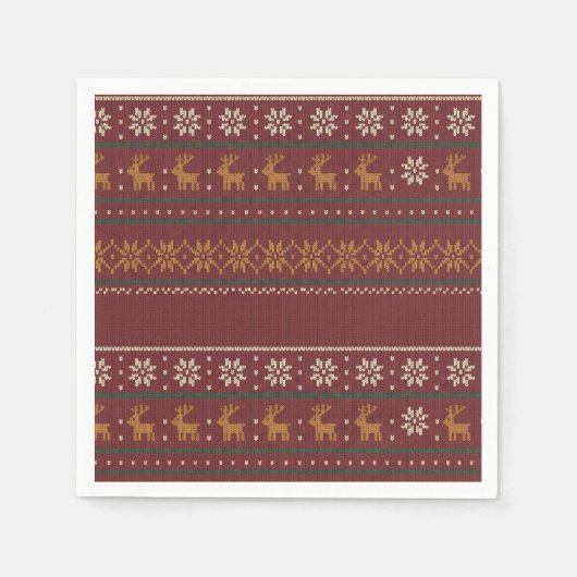 Hässliche Weihnachtspullover-Strick-Cocktailservie Serviette (Vorderseite)