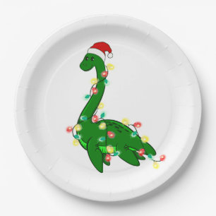 hässliche Weihnachtssanta Loch ness Monster Pappteller