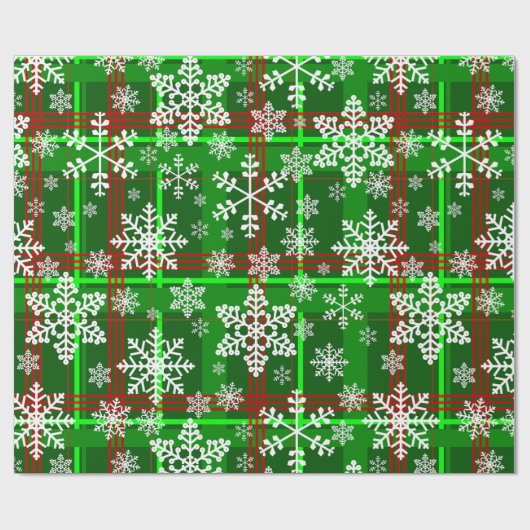 hässliche Weihnachtsschneeflocken karierte Schneef Geschenkpapier (Flach)