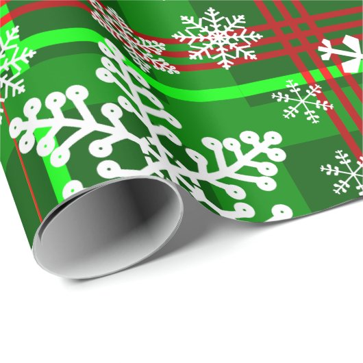 hässliche Weihnachtsschneeflocken karierte Schneef Geschenkpapier (Rolleneckpunkt)