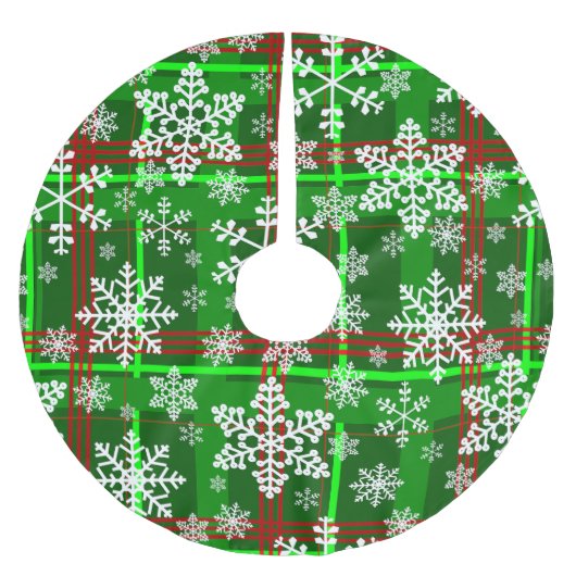 hässliche Weihnachtsschneeflocken karierte Schneef Polyester Weihnachtsbaumdecke (Vorderseite)