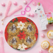 Hässliche Weihnachtsstrickjacke Basset Hounds Pappteller (Party)