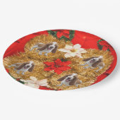 Hässliche Weihnachtsstrickjacke Basset Hounds Pappteller (Schrägansicht)