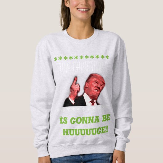 Hässliche Weihnachtsstrickjacke Donald Trump für Sweatshirt (Vorderseite)