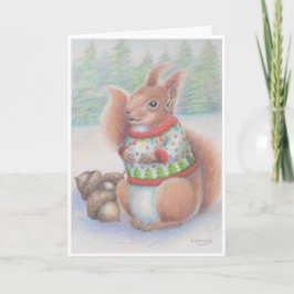 Hässliche Weihnachtsstrickjacke-Eichhörnchen-Karte Feiertagskarte