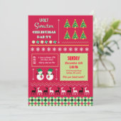 Hässliche Weihnachtsstrickjacke-Party Einladung (Stehend Vorderseite)