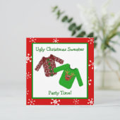 Hässliche Weihnachtsstrickjacke-WeihnachtsParty Einladung (Stehend Vorderseite)