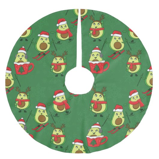 hässliche Weihnachtsweih-Avocado-Schneeflocken Polyester Weihnachtsbaumdecke (Vorderseite)