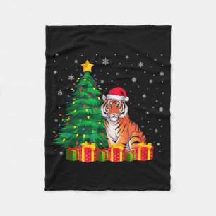 Hässlicher Bengal-Tiger-Santa-Hut Weihnachtsbaum L Fleecedecke
