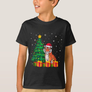 Hässlicher Bengal-Tiger-Santa-Hut Weihnachtsbaum L T-Shirt