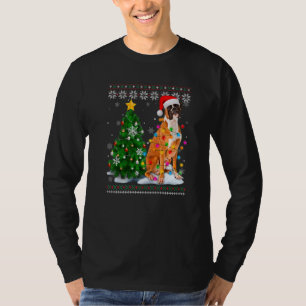Hässlicher Boxerhund Weihnachtsmann Hut Weihnachts T-Shirt