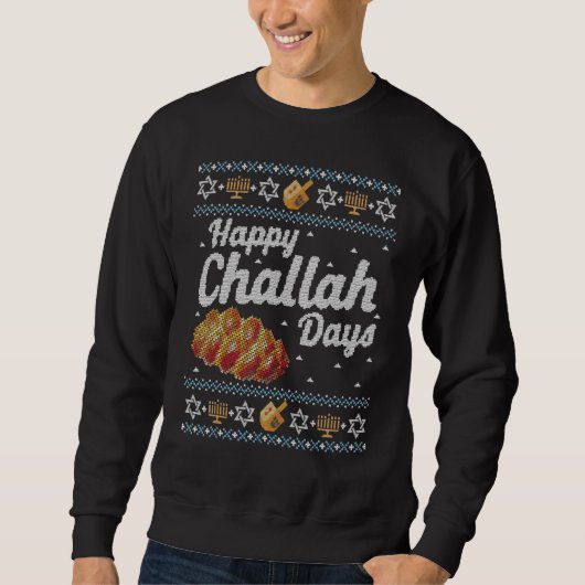 Hässlicher Chanukka Pullover Glückliche Challah Ta (Vorderseite)
