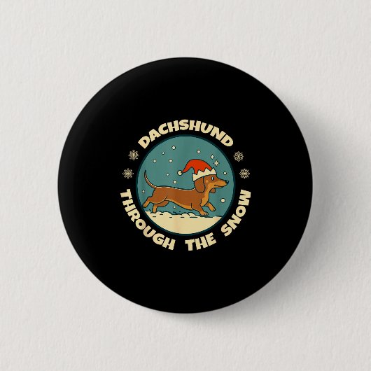 Hässlicher Dachshund Weihnachten durch den Schnee  Button (Vorderseite)
