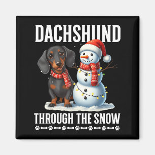 Hässlicher Dachshund Weihnachten durch den Schnee Magnet