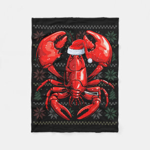 Hässlicher Hummerliebhaber mit Weihnachtsmannmütze Fleecedecke