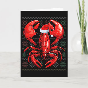 Hässlicher Hummerliebhaber mit Weihnachtsmannmütze Karte