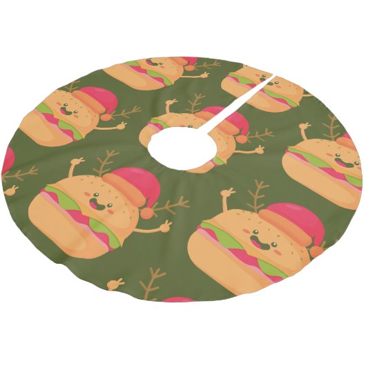 hässlicher Käseburger Polyester Weihnachtsbaumdecke (Schrägansicht)
