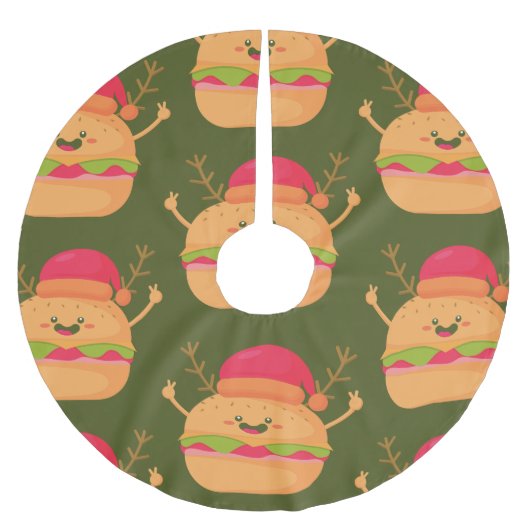 hässlicher Käseburger Polyester Weihnachtsbaumdecke (Vorderseite)