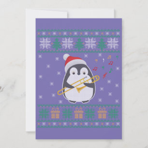 Hässlicher Pinguin-Posaunen-Weihnachtspulli Xmas F Einladung