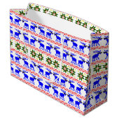 Hässlicher Pullover (Kümmere dich drum) Rentier Große Geschenktüte (Rückseite Schrägansicht)