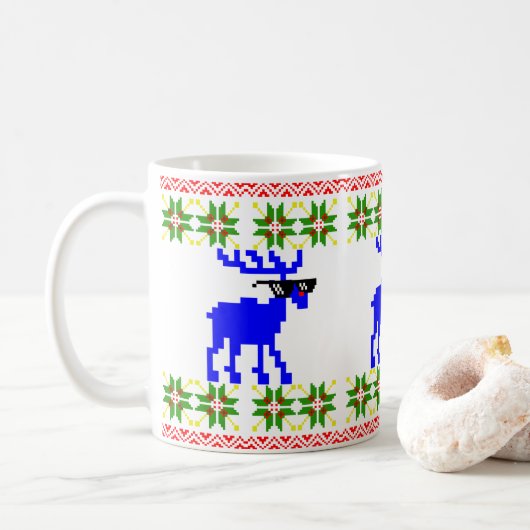 Hässlicher Pullover (Kümmere dich drum) Rentier We Kaffeetasse (Mit Donut)