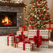 Hässlicher Pullover pixeliger Weihnachtsmann festl Geschenkpapier