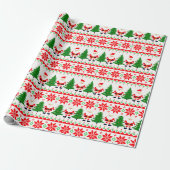 Hässlicher Pullover pixeliger Weihnachtsmann festl Geschenkpapier (Ungerollt)