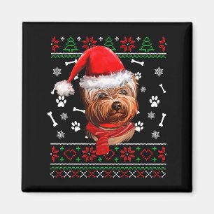 Hässlicher Pullover Weihnachten Yorkie Hund Santa Magnet