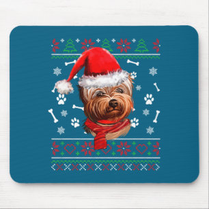 Hässlicher Pullover Weihnachten Yorkie Hund Santa Mousepad