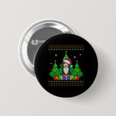 Hässlicher Pullover Weihnachtsbaum Santa Hut Berne Button (Vorne & Hinten)