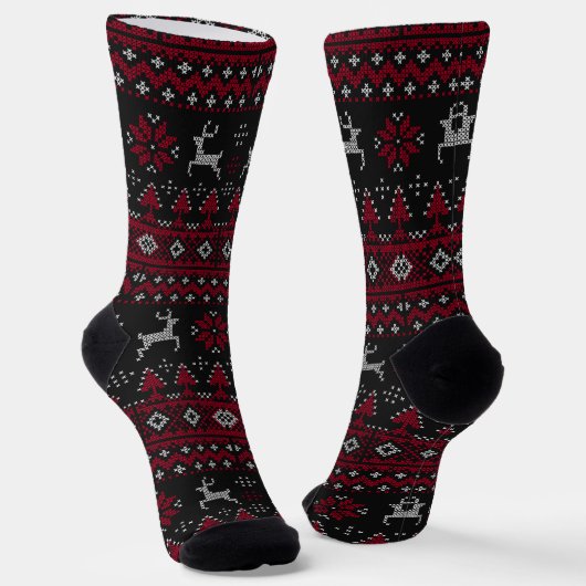 "Hässlicher Pullover" Weihnachtsrentier Socken (Gewinkelt)