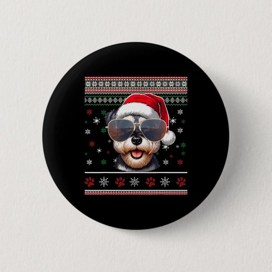 Hässlicher Pullover X-mas Weihnachtsmann Miniaturs Button (Vorderseite)