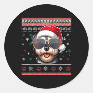 Hässlicher Pullover X-mas Weihnachtsmann Miniaturs Runder Aufkleber