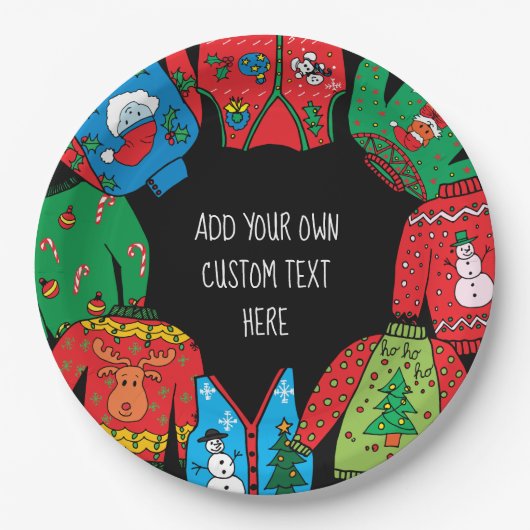Hässlicher Strickjacke-Weihnachtspapier-Teller Pappteller (Vorderseite)