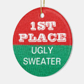 Hässlicher Strickjacke-WeihnachtsParty-Sieger-1. Keramikornament (Links)