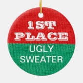 Hässlicher Strickjacke-WeihnachtsParty-Sieger-1. Keramikornament (Hinten)