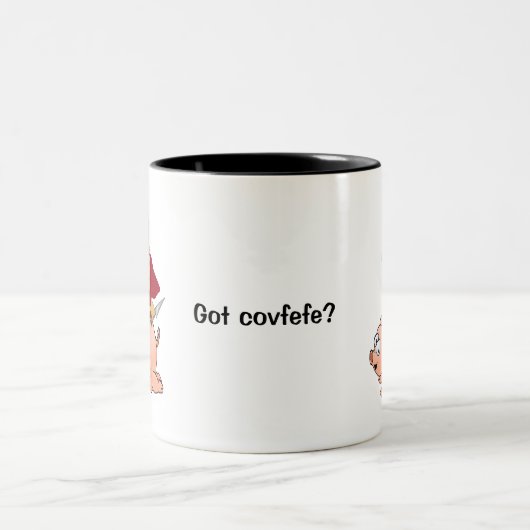 Hässlicher SuperTyp auf Schwein: Got covfefe? Zweifarbige Tasse (Mittel)