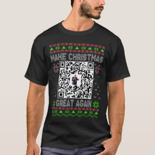 Hässlicher Weihnachten Lustiger Qr Präsident Trump T-Shirt