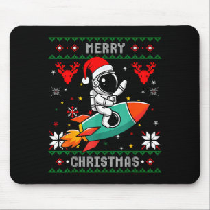 Hässlicher Weihnachts-Astronaut fährt Raketen-Weih Mousepad