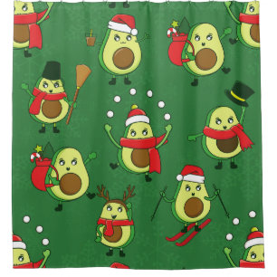 hässlicher Weihnachts-Avocado-Weihnachtsmann Winte Duschvorhang