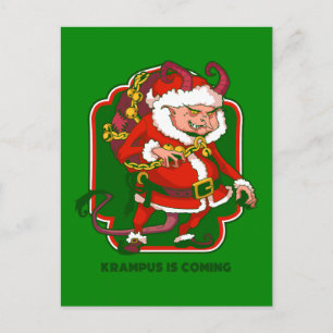 hässlicher Weihnachts-Krampus kommt lustig Feiertagspostkarte